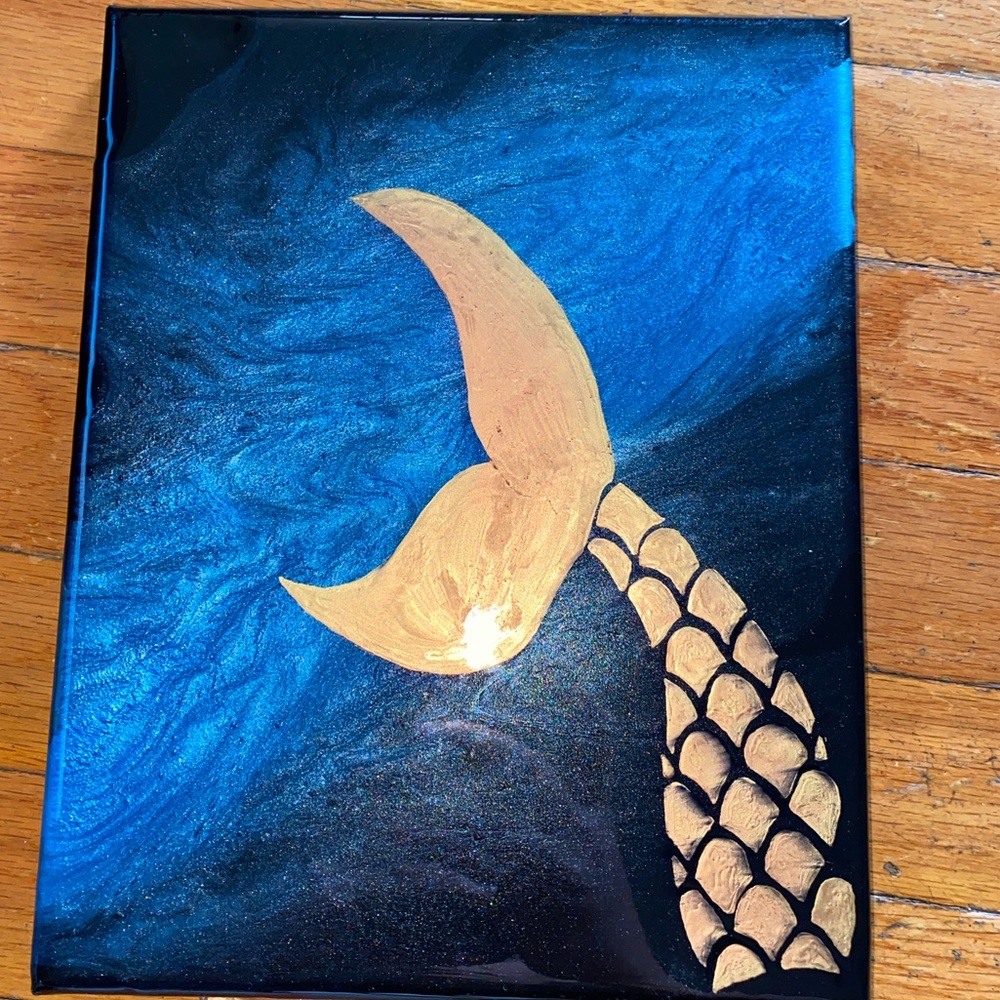 Original Resin Art On Canvas Painting  🧜‍♀️💫 - Picture 2 of 8